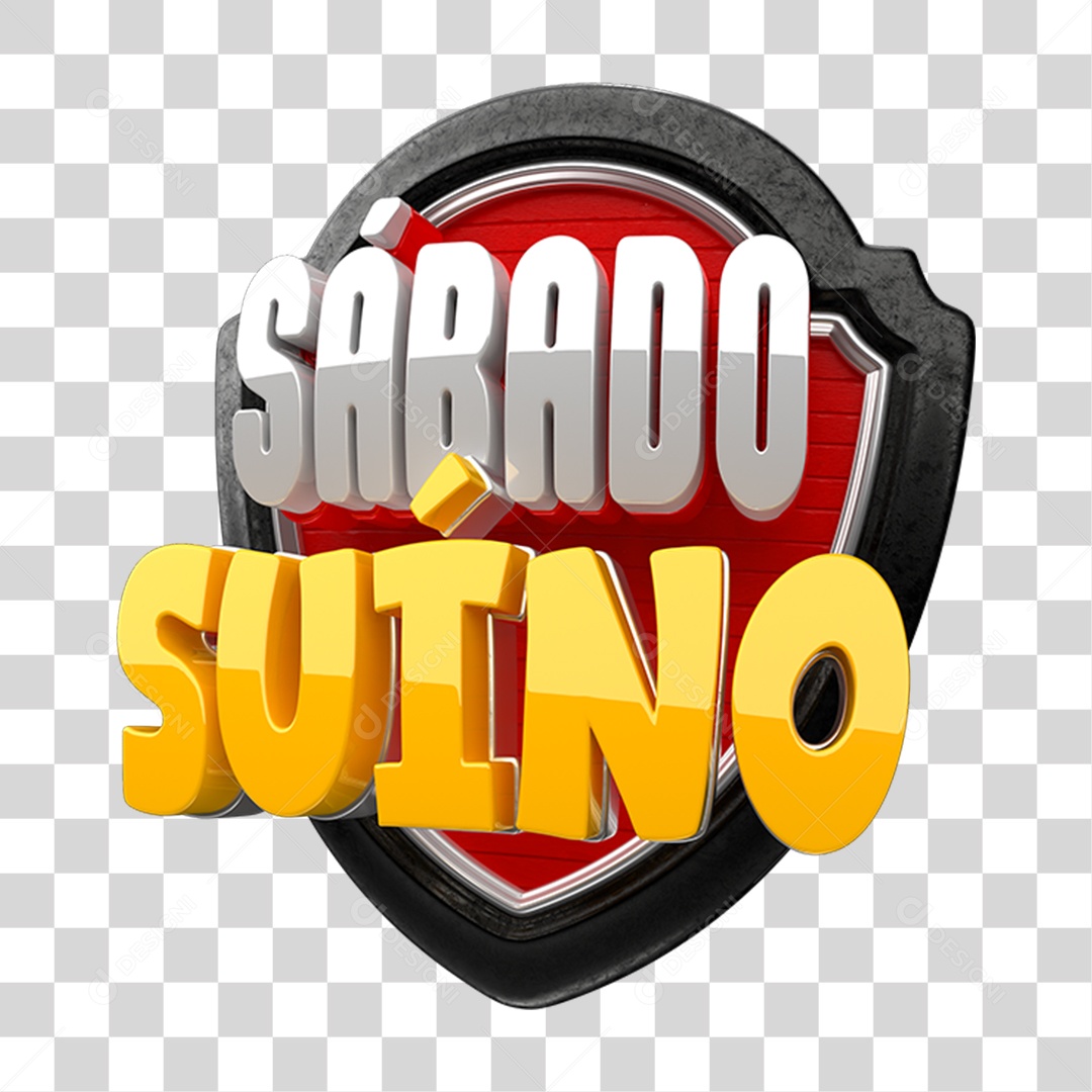 Selo 3D Sábado Suíno PNG Transparente