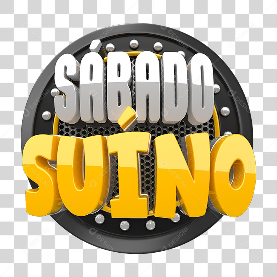Selo 3D Sábado Suíno PNG Transparente