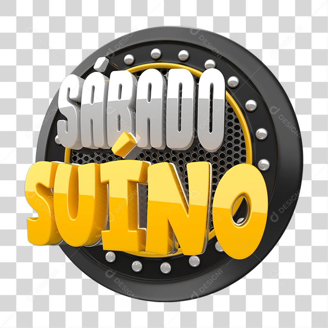 Selo 3D Sábado Suíno PNG Transparente
