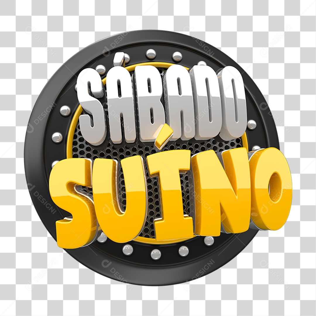 Selo 3D Sábado Suíno PNG Transparente