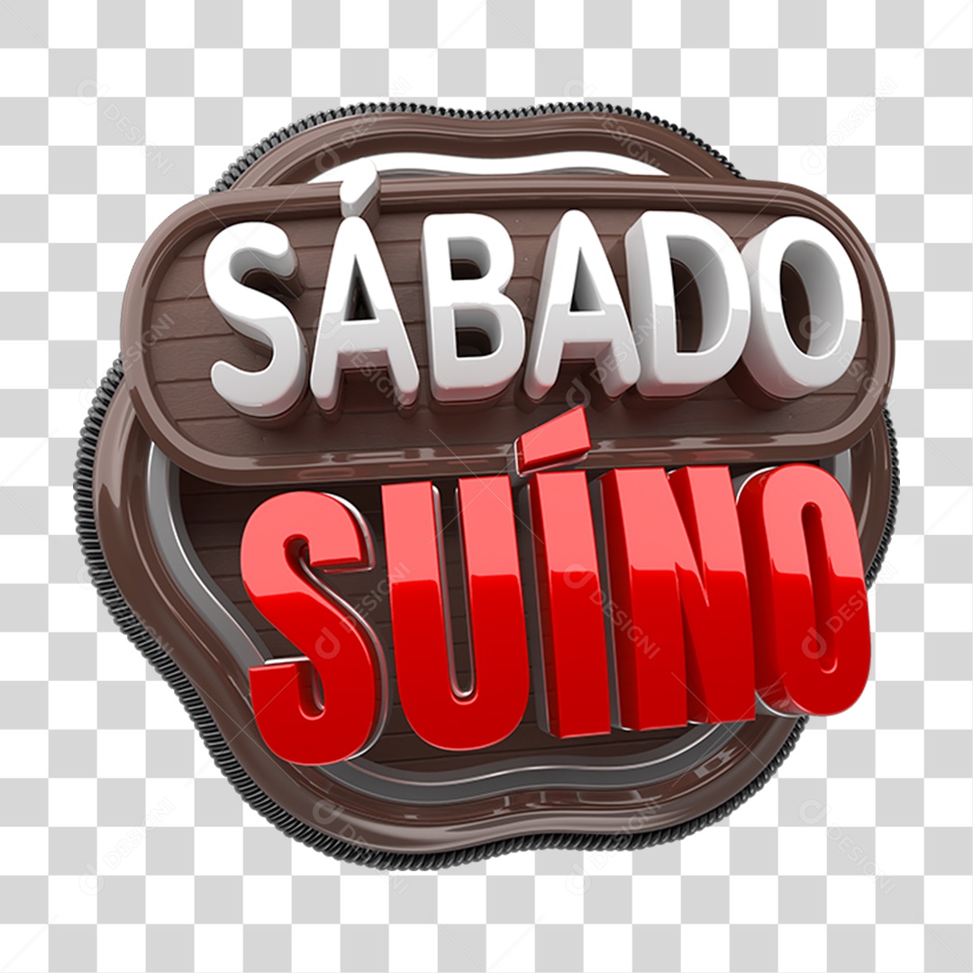 Selo 3D Sábado Suíno PNG Transparente