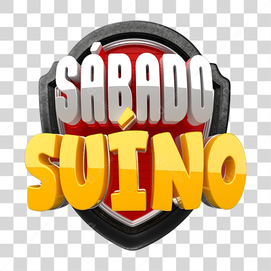 Selo 3D Sábado Suíno PNG Transparente
