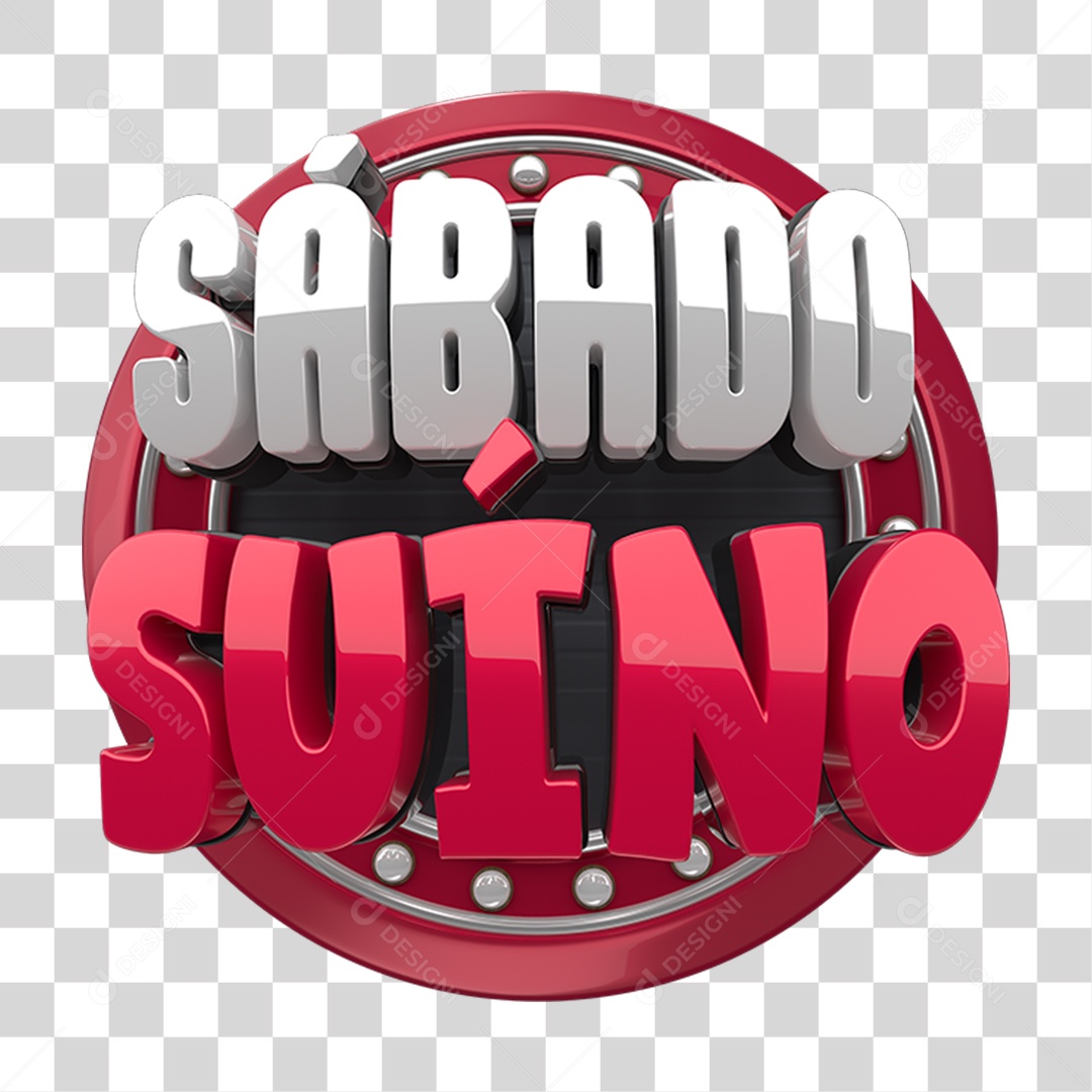 Selo 3D Sábado Suíno PNG Transparente