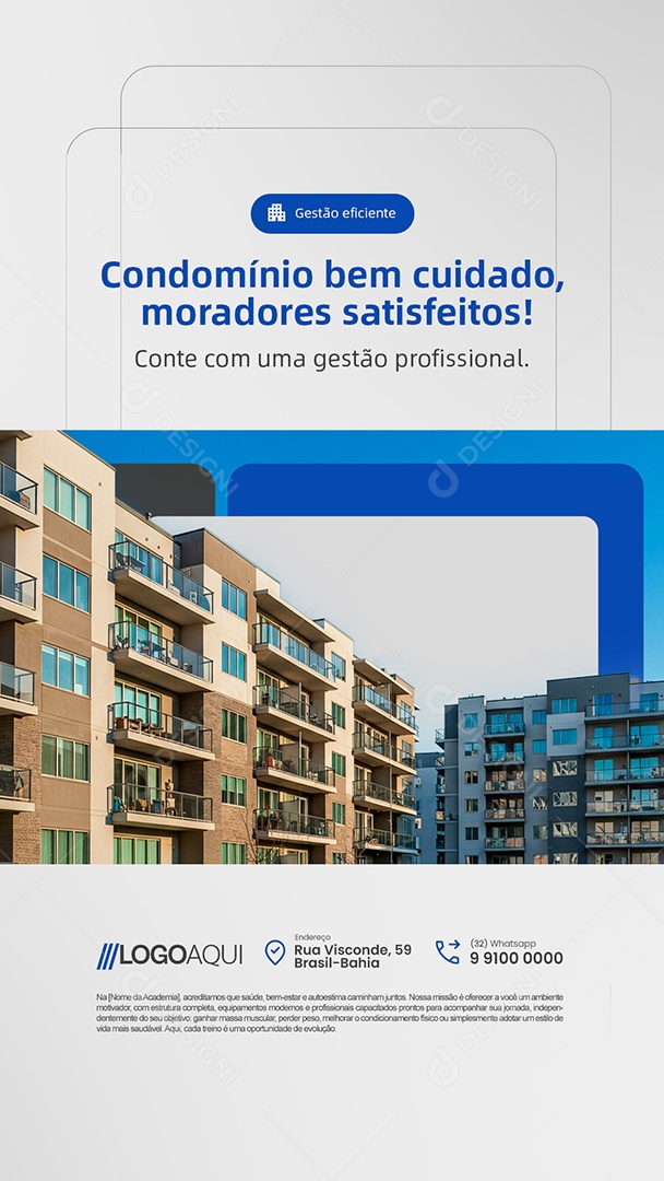 Story Gestão de Condomínio Bem Cuidado Moradores Satisfeitos Social Media PSD Editável