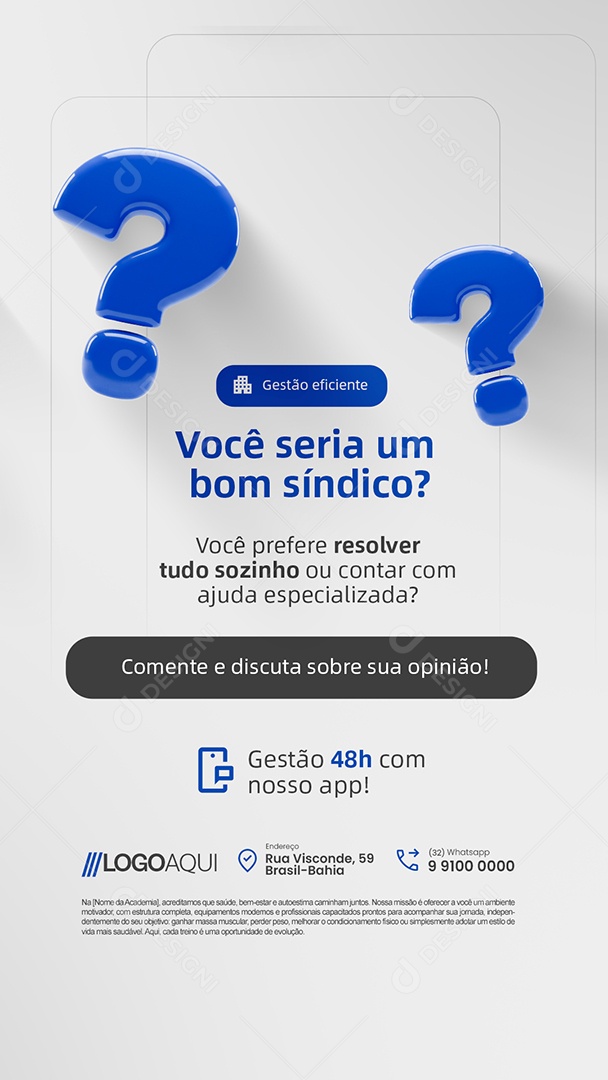 Story Gestão de Condomínio Você Seria Um Bom Síndico Social Media PSD Editável