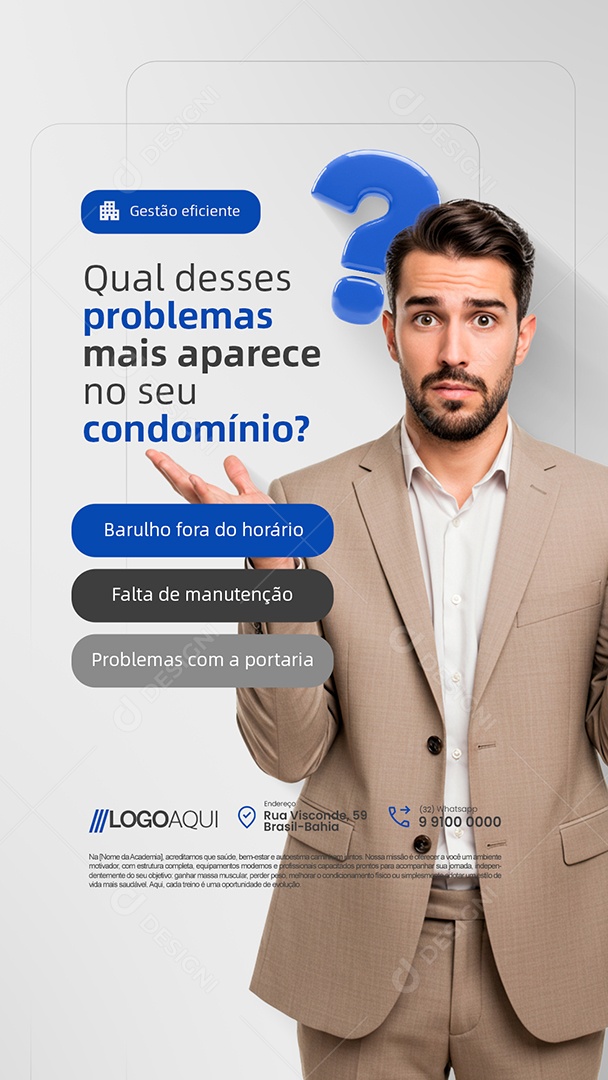 Story Gestão de Condomínio Qual Desses Problemas Mais Aparece Social Media PSD Editável