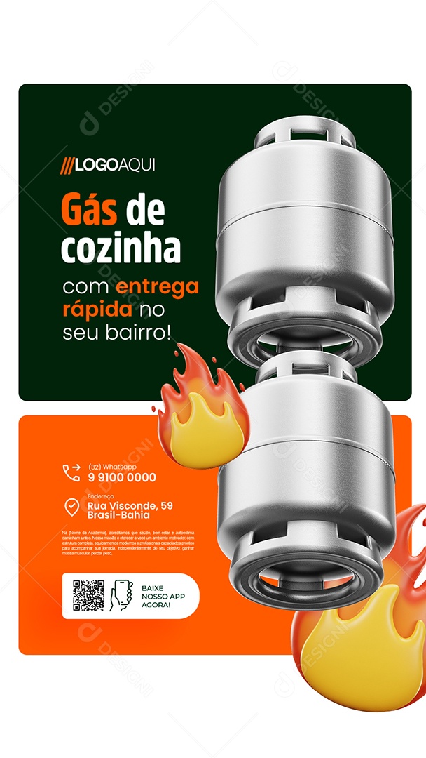 Story Gás de Cozinha com Entrega Rápida no Seu Bairro Social Media PSD Editável