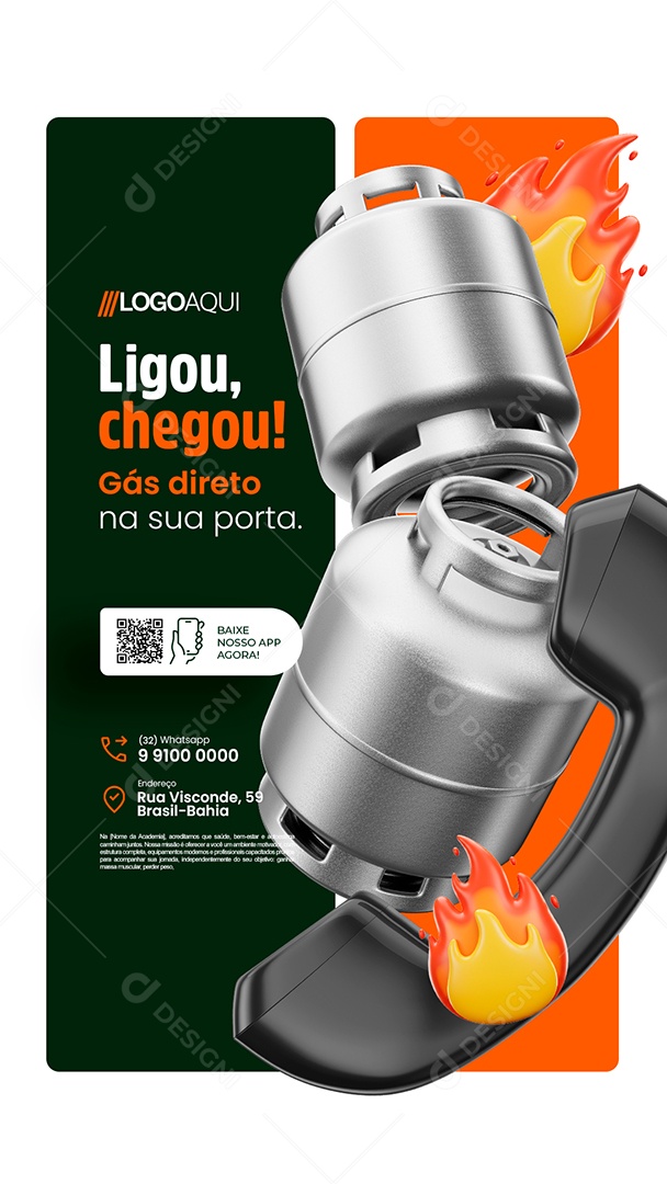 Story Ligou Chegou Gás Direto na Sua Porta Social Media PSD Editável