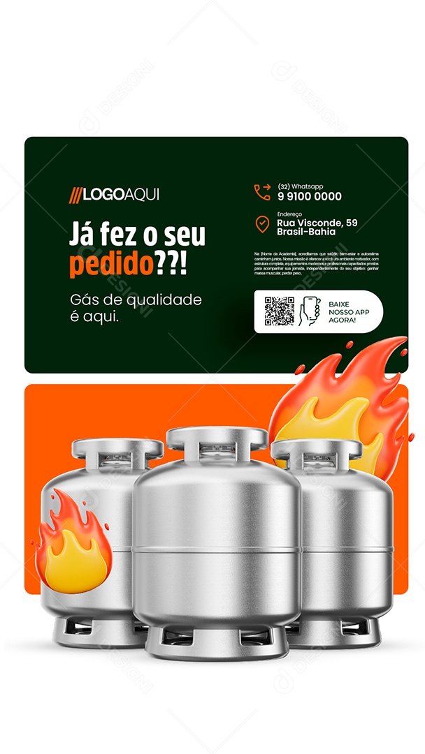 Story Gás Já Fez o Seu Pedido Social Media PSD Editável