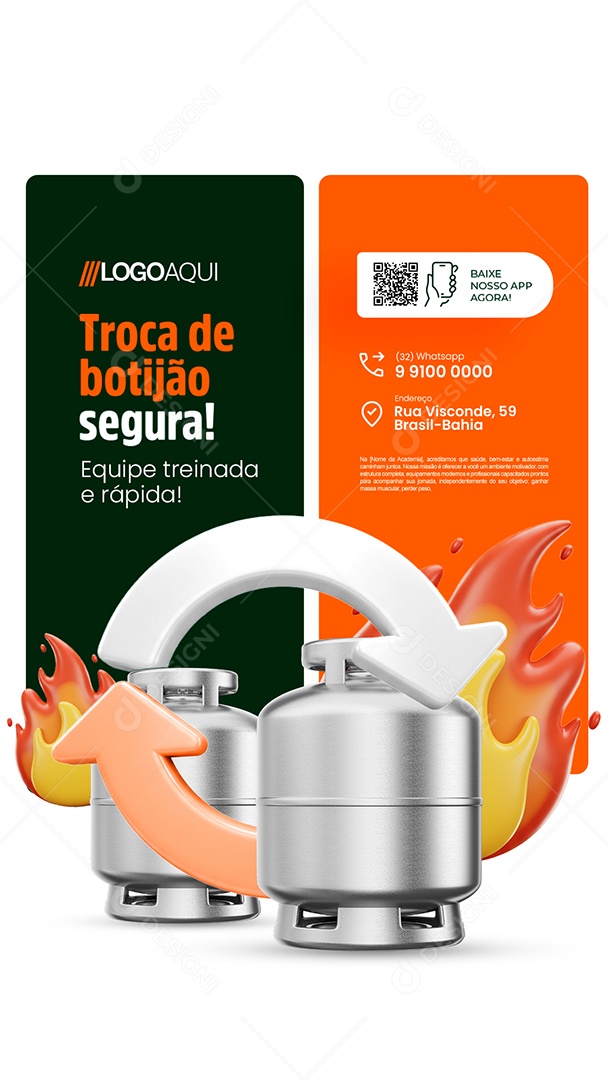 Story Gás Troca de Botijão Segura Social Media PSD Editável