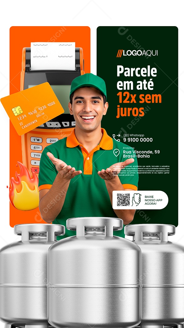 Story Gás Parcele em Até Doze Vezes Sem Juros Social Media PSD Editável