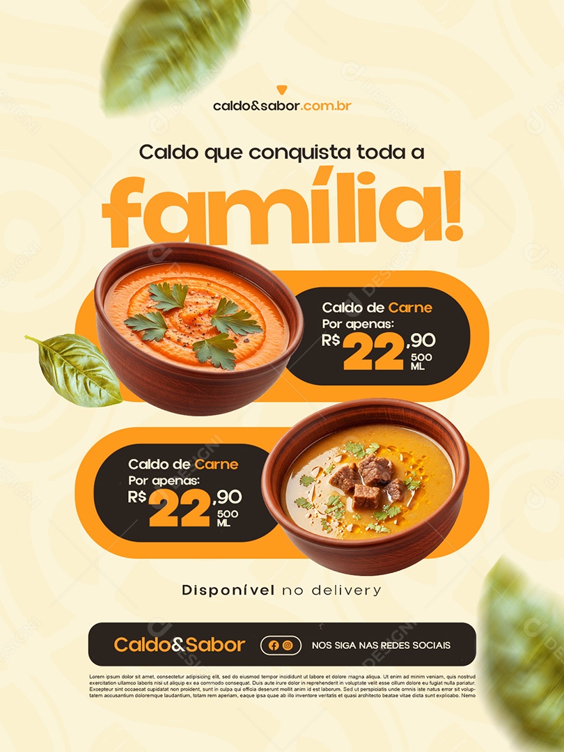 Caldo Que Conquista Toda a Família Social Media PSD Editável