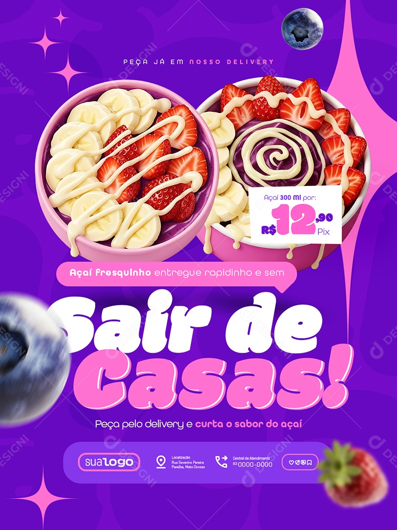 Açaiteria Sair de Casais Social Media PSD Editável