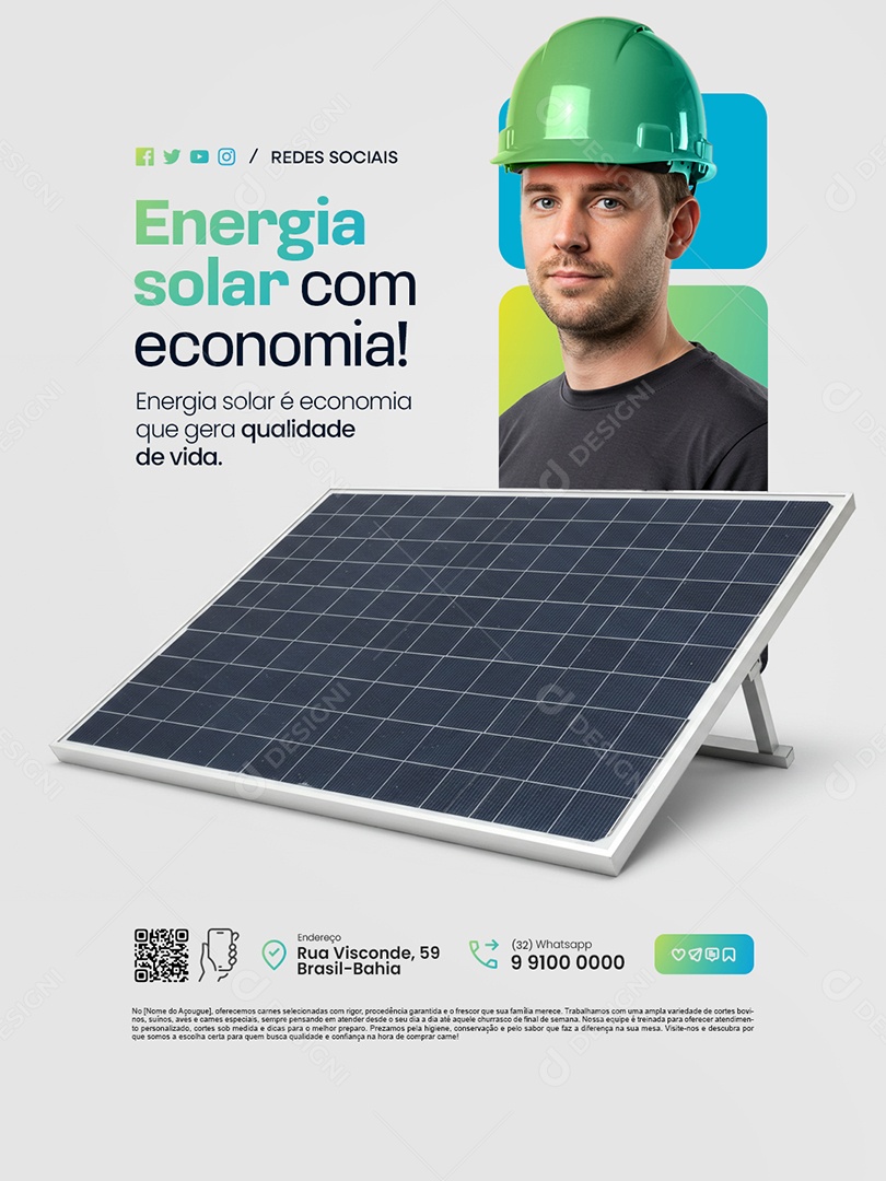 Energia Solar com Economia Social Media PSD Editável