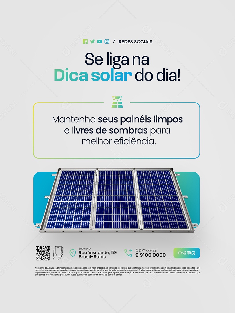Energia Solar Se Liga na Dica Solar do Dia Social Media PSD Editável