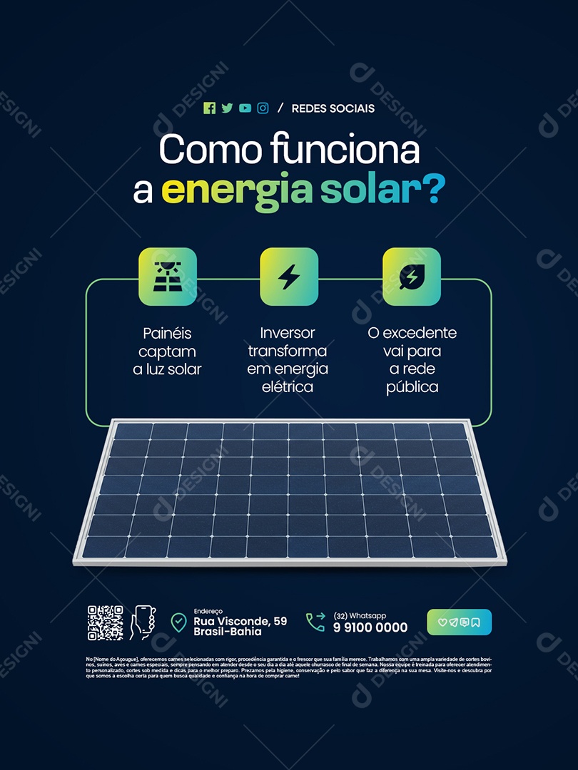 Como Funciona a Energia Solar Social Media PSD Editável