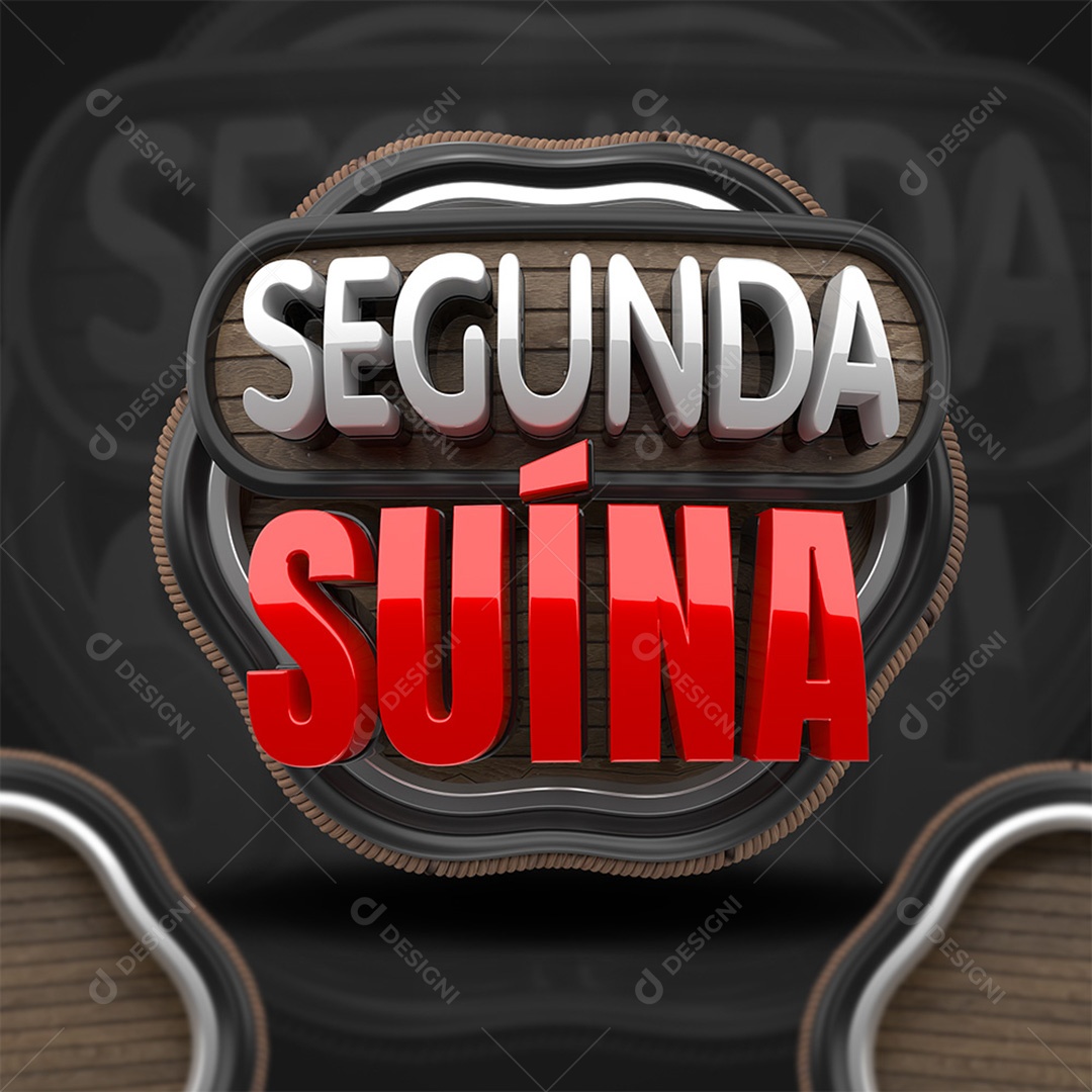 Segunda Suína Selo 3D Branco e Vermelho para Composição PSD