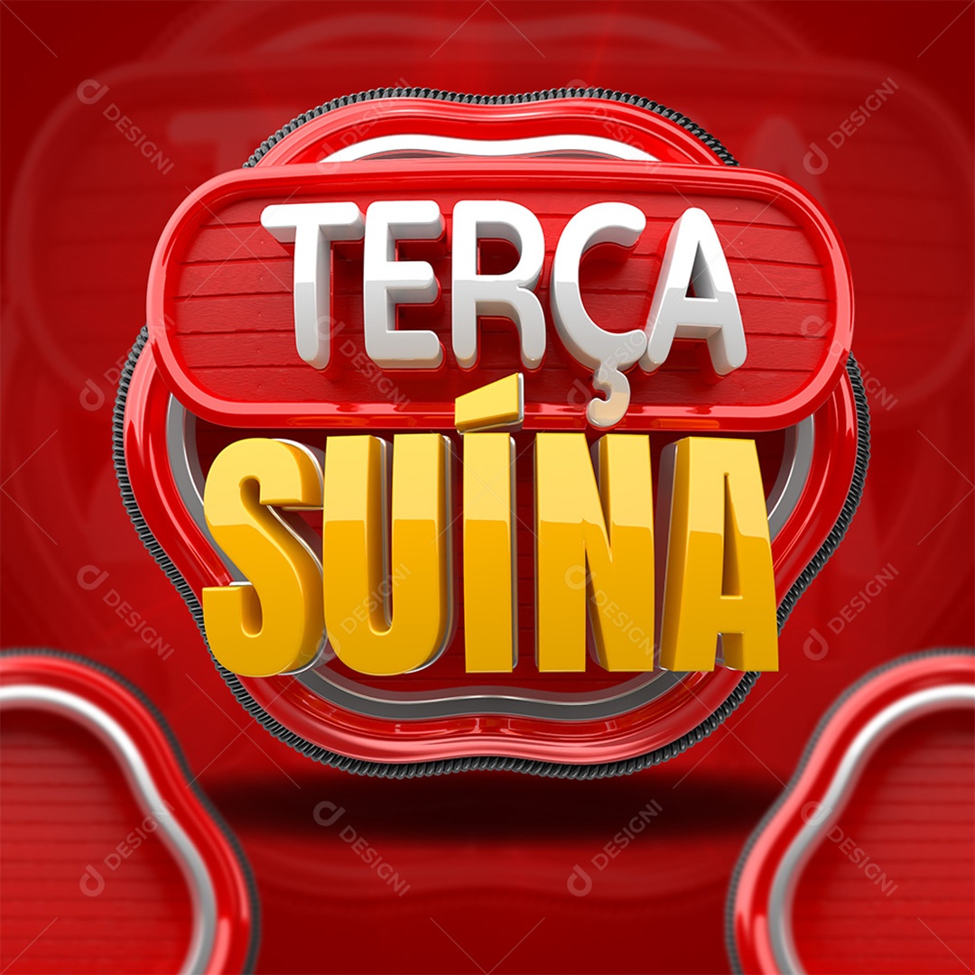 Terça Suína Selo 3D Branco e Dourado para Composição PSD