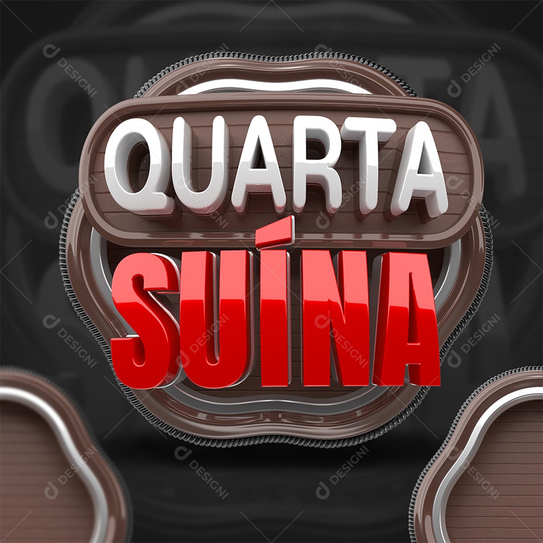 Quarta Suína Selo 3D Branco e Vermelho para Composição PSD