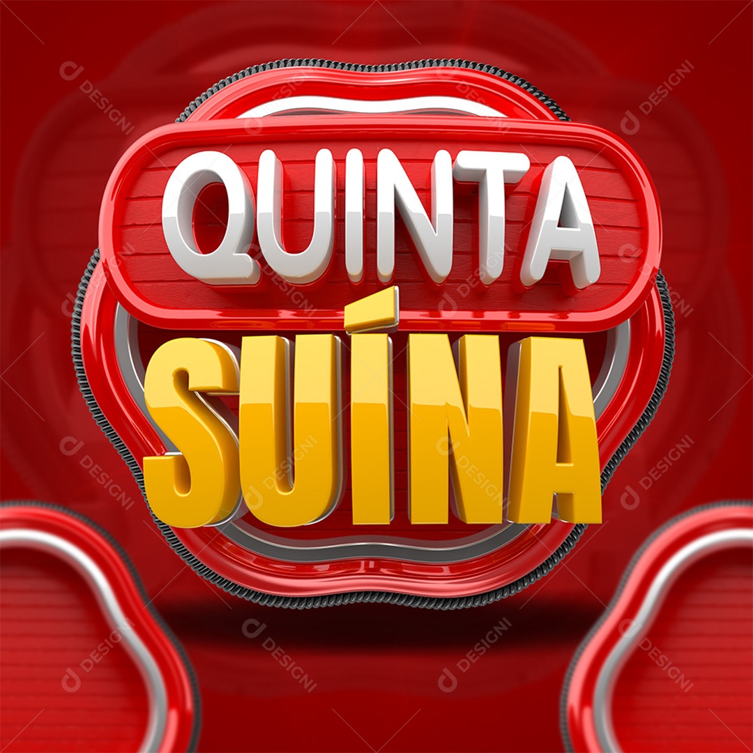 Quinta Suína Selo 3D Branco e Dourado para Composição PSD