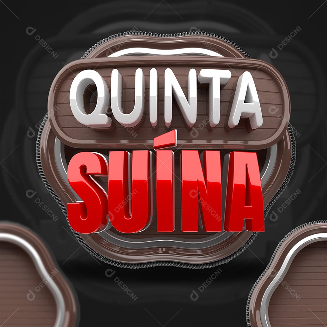 Quinta Suína Selo 3D Branco e Vermelho para Composição PSD