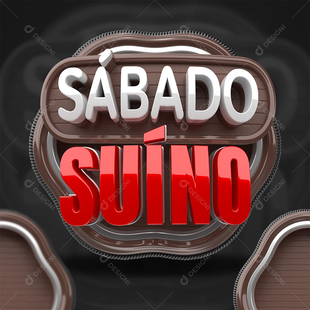 Segunda Suína Selo 3D Branco e Vermelho para Composição PSD