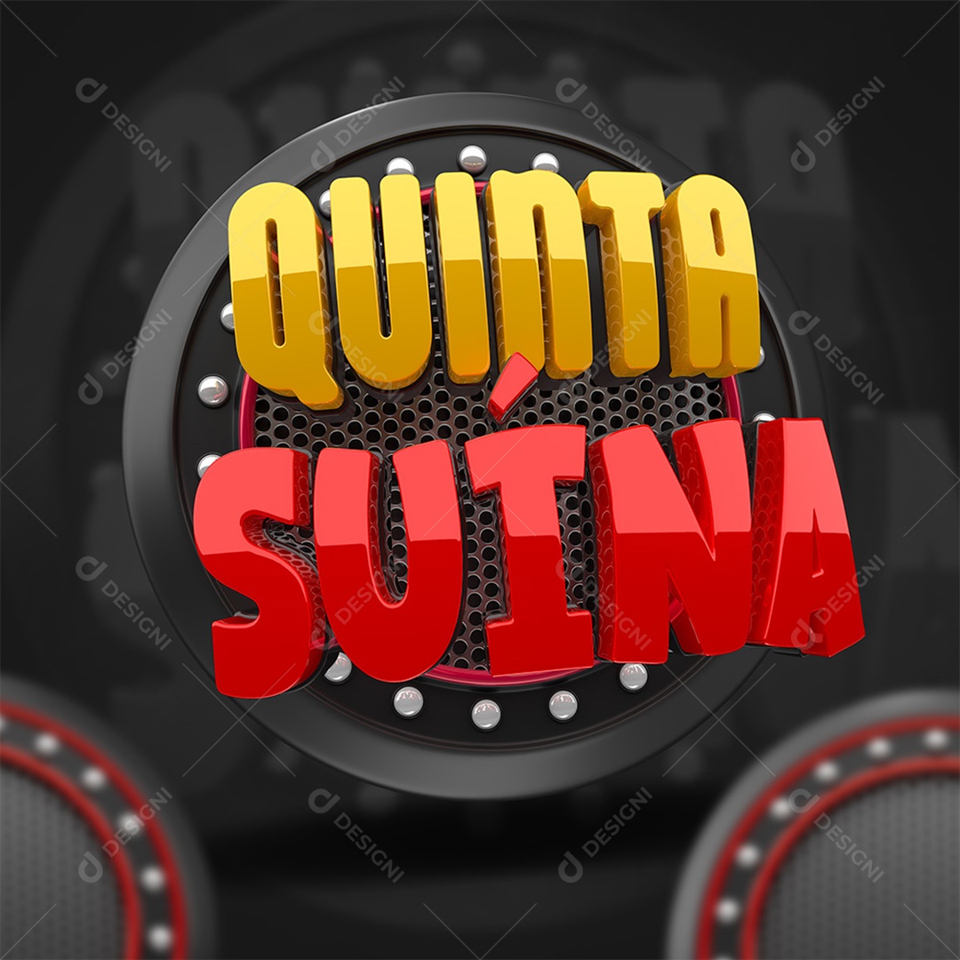 Quinta Suína Selo 3D Dourado e Vermelho para Composição PSD