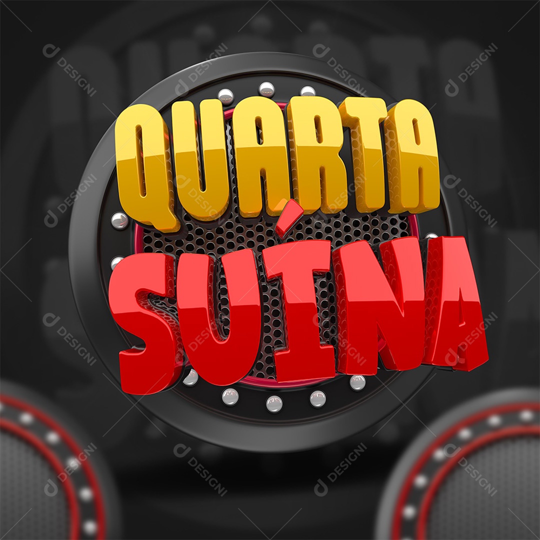 Quarta Suína Selo 3D Dourado e Vermelho para Composição PSD