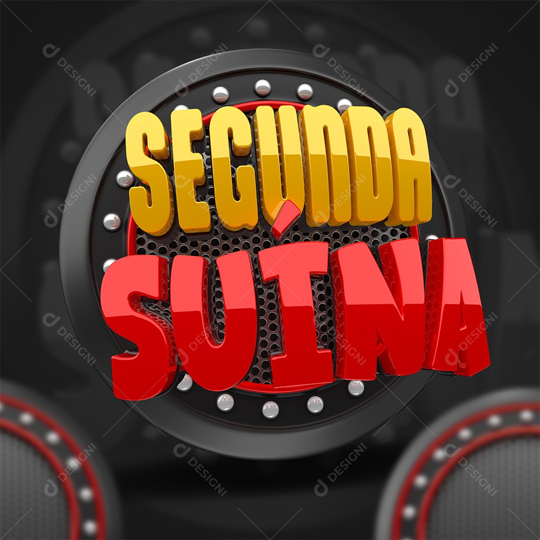 Segunda Suína Selo 3D Dourado e Vermelho para Composição PSD