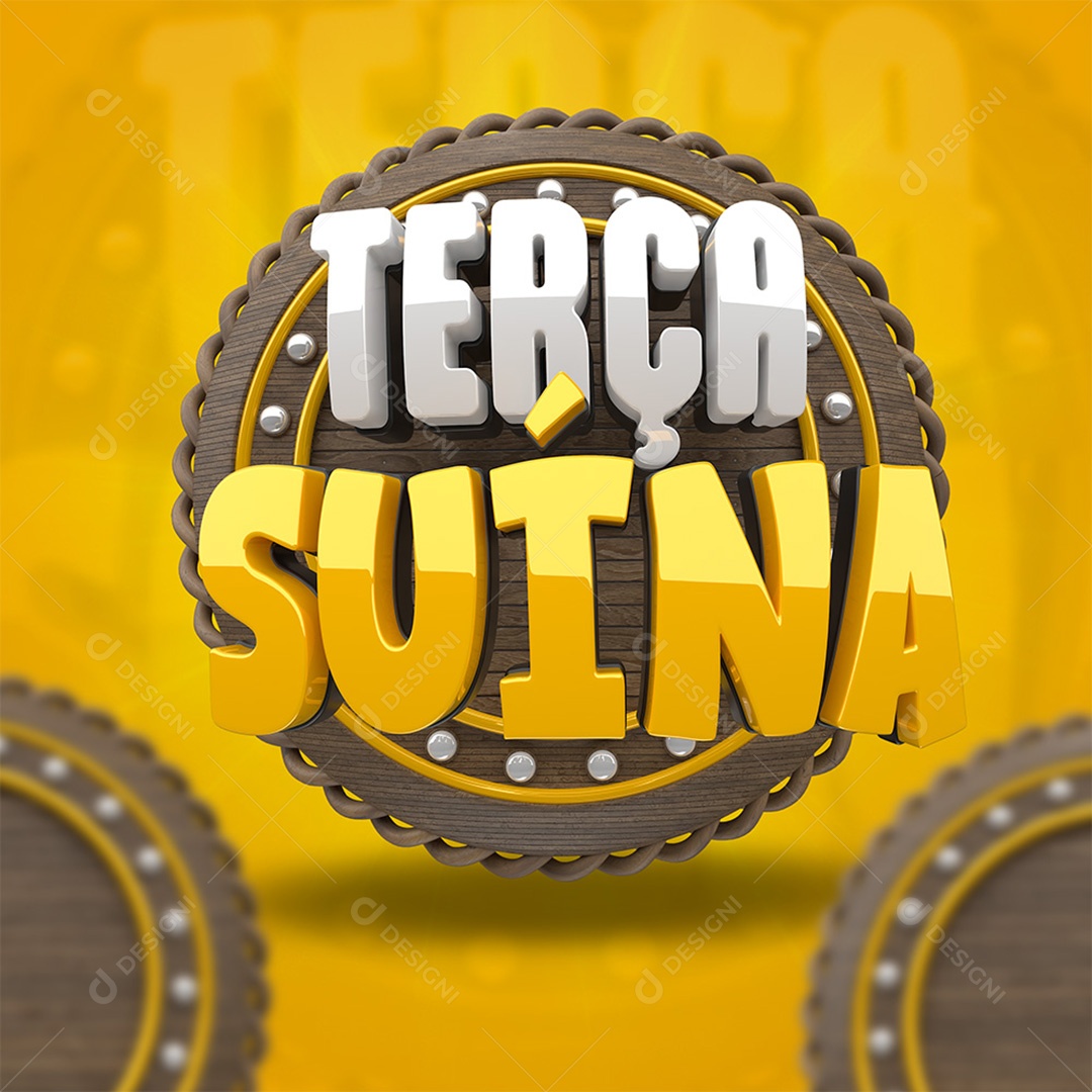 Terça Suína Selo 3D para Composição PSD