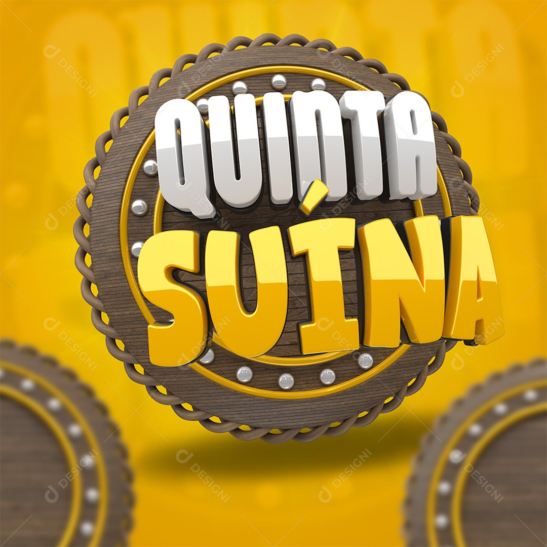 Quinta Suína Selo 3D para Composição PSD