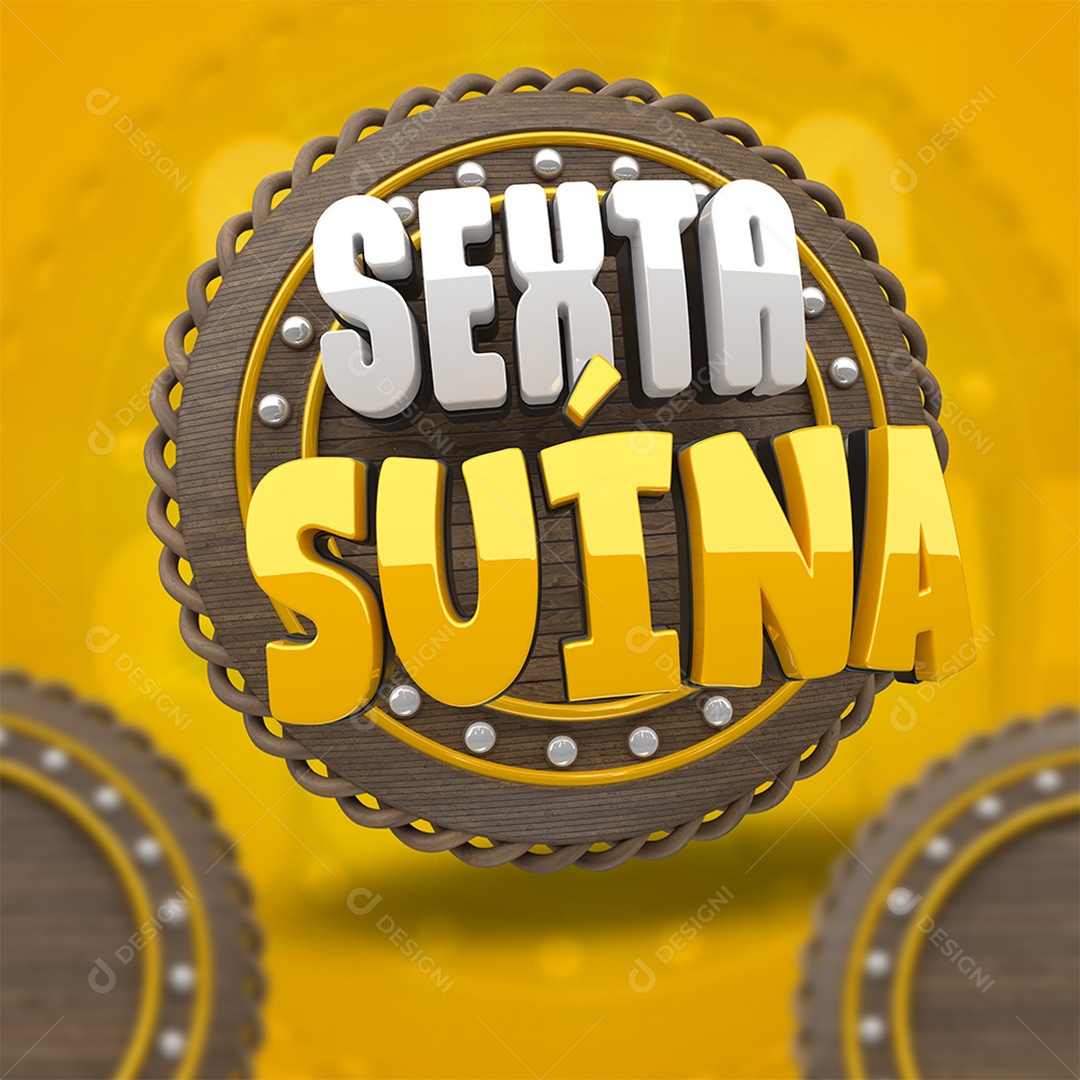 Sexta Suína Selo 3D para Composição PSD