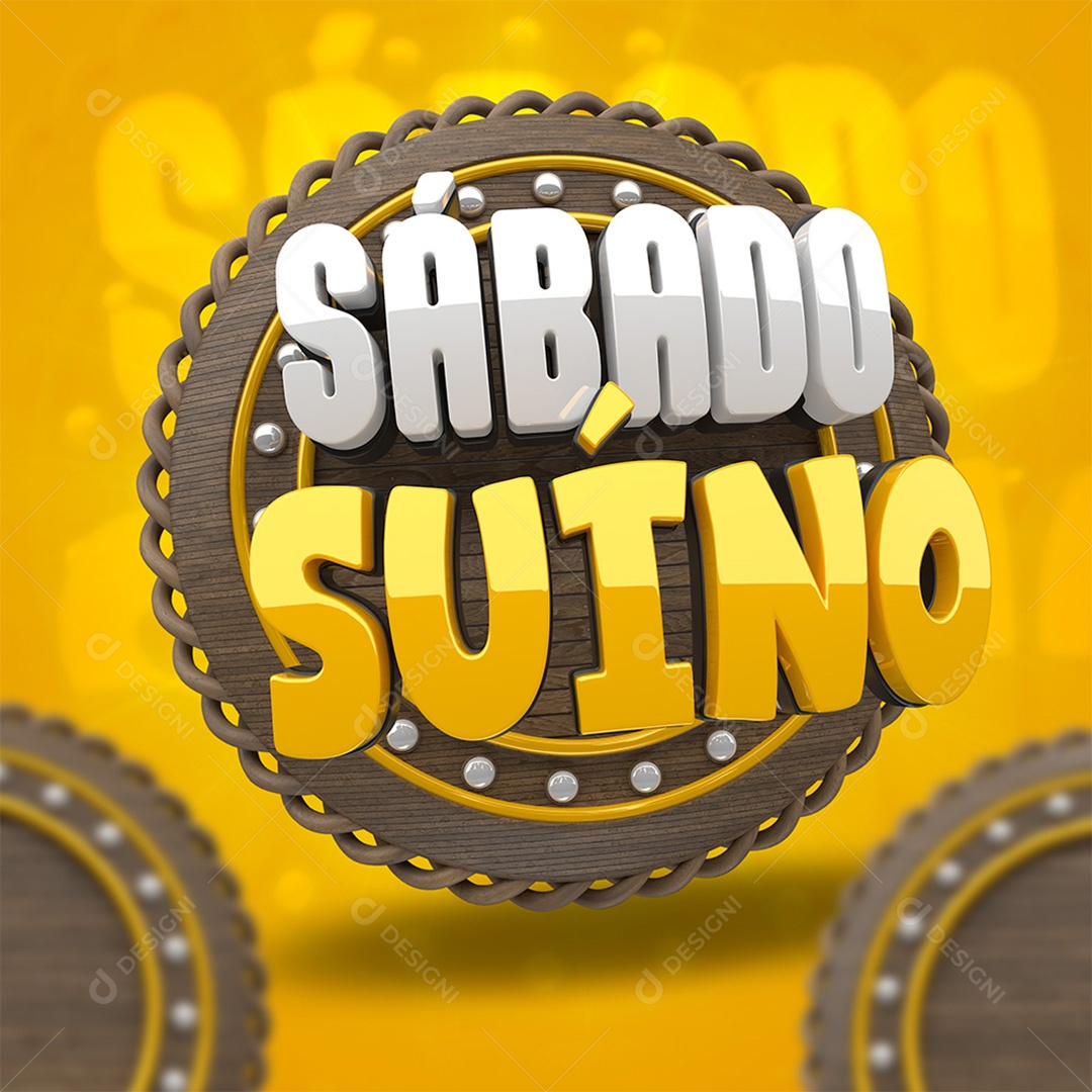 Sábado Suíno Selo 3D para Composição PSD