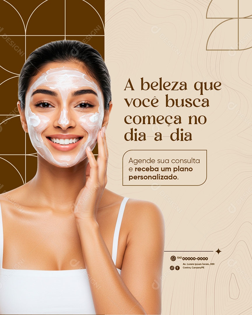 Clínicas de Estética A Beleza Que Você Busca Começa No Dia a Dia Social Media PSD Editável