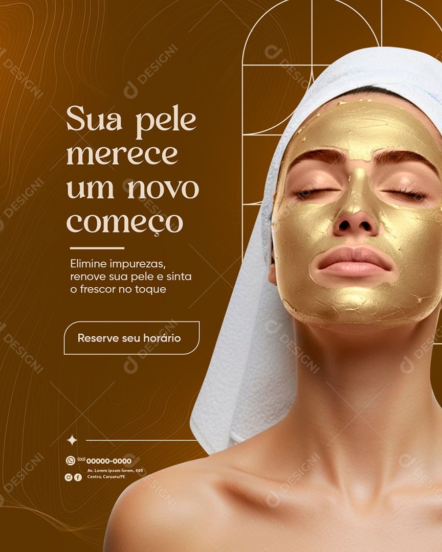 Clínicas de Estética Sua Pele Merece Um Novo Começo Social Media PSD Editável