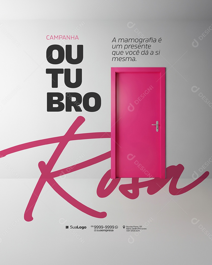 Campanha Outubro Rosa Cancer de Mama a Mamografia Social Media PSD Editavel
