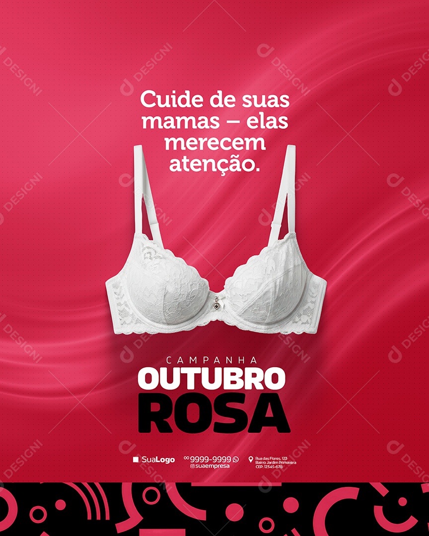 Campanha Outubro Rosa Cancer de Mama Cuide de Suas Mamas Social Media PSD Editavel