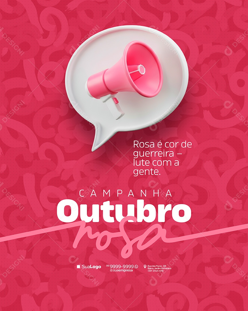 Campanha Outubro Rosa Cancer de Mama Lute com a Gente Social Media PSD Editavel