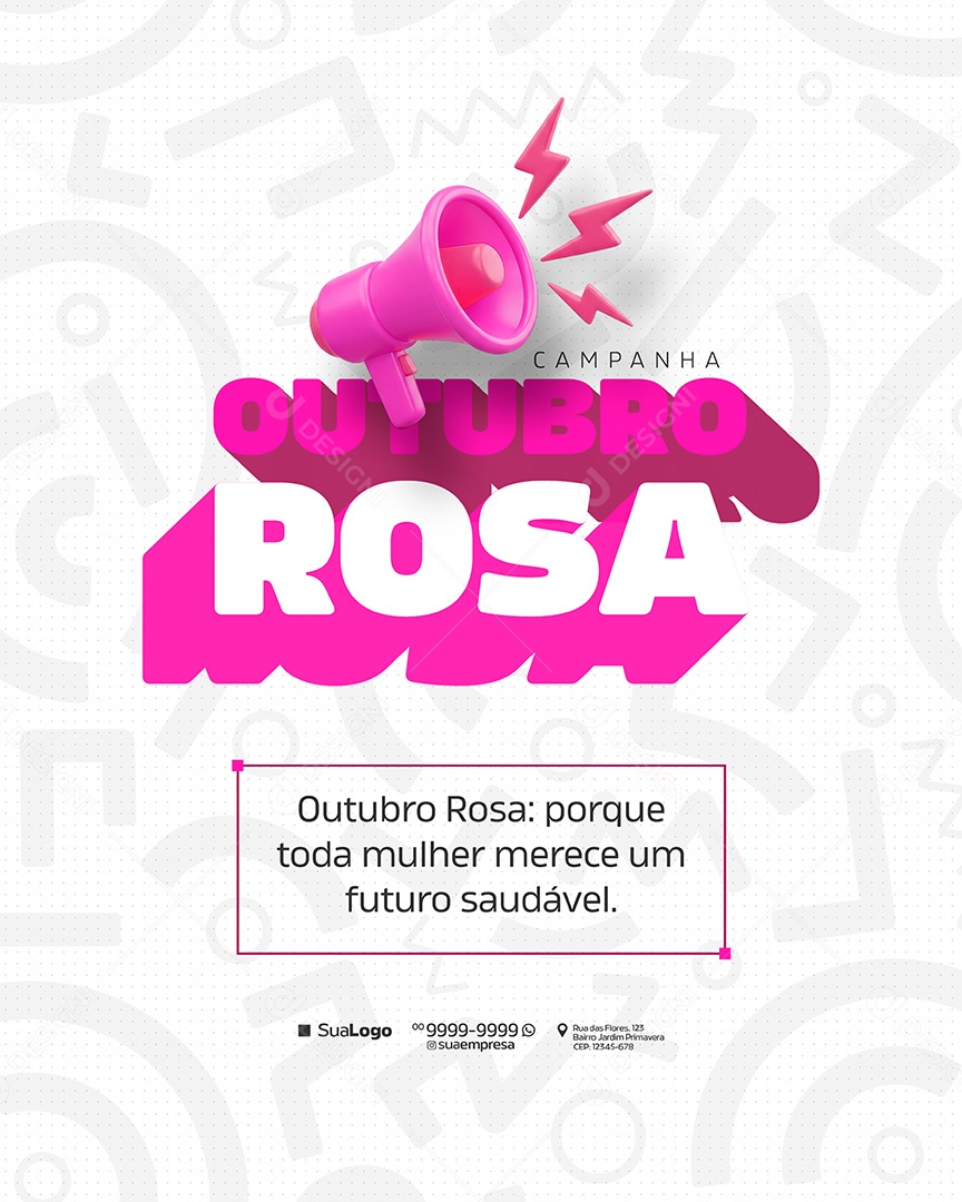 Campanha Outubro Rosa Cancer de Mama outubro Rosa Porque toda mulher Merece Social Media PSD Editavel