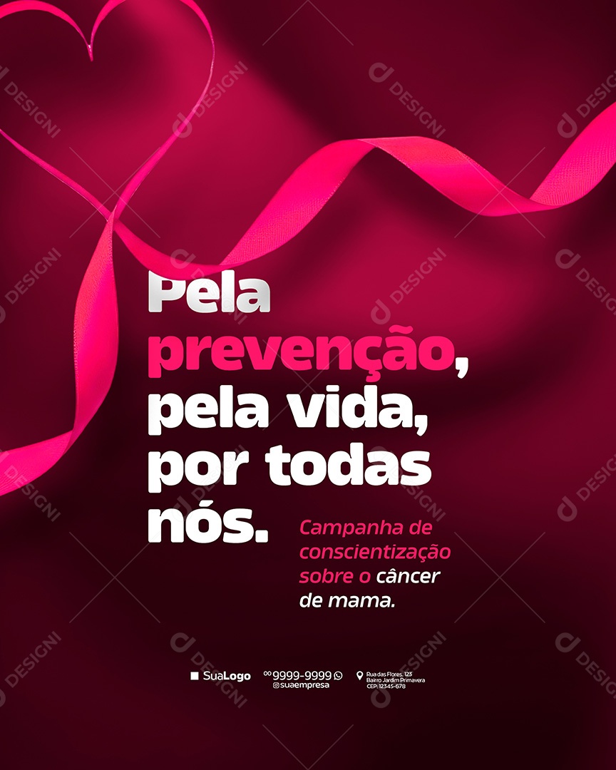 Campanha Outubro Rosa Cancer de Mama Pela Prevenção Social Media PSD Editavel