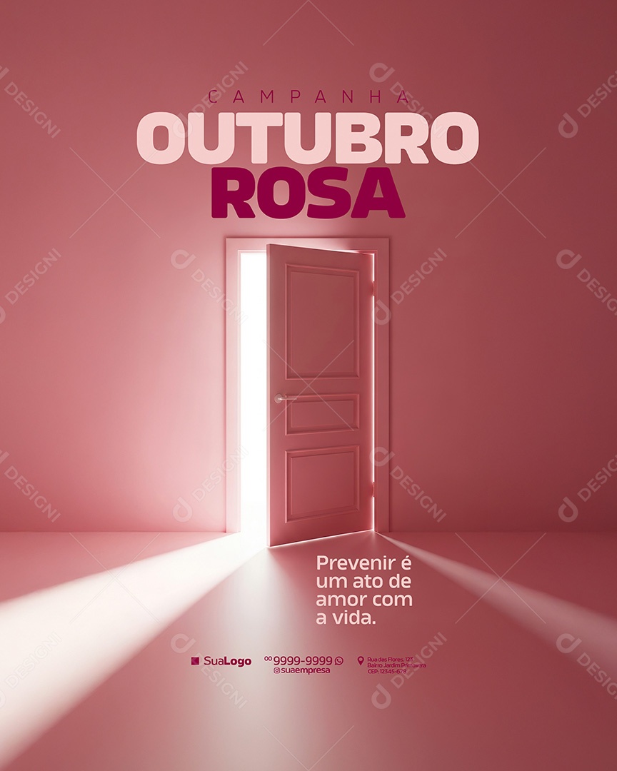 Campanha Outubro Rosa Cancer de Mama Previnir é um ato de Amor Social Media PSD Editavel