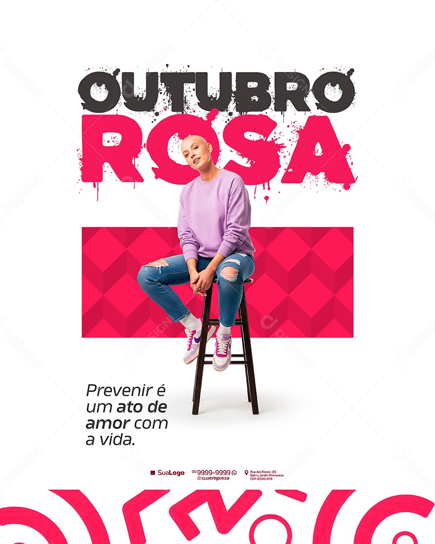 Campanha Outubro Rosa Cancer de Mama Previnir é um Ato de Amora com a Vida Social Media PSD Editavel