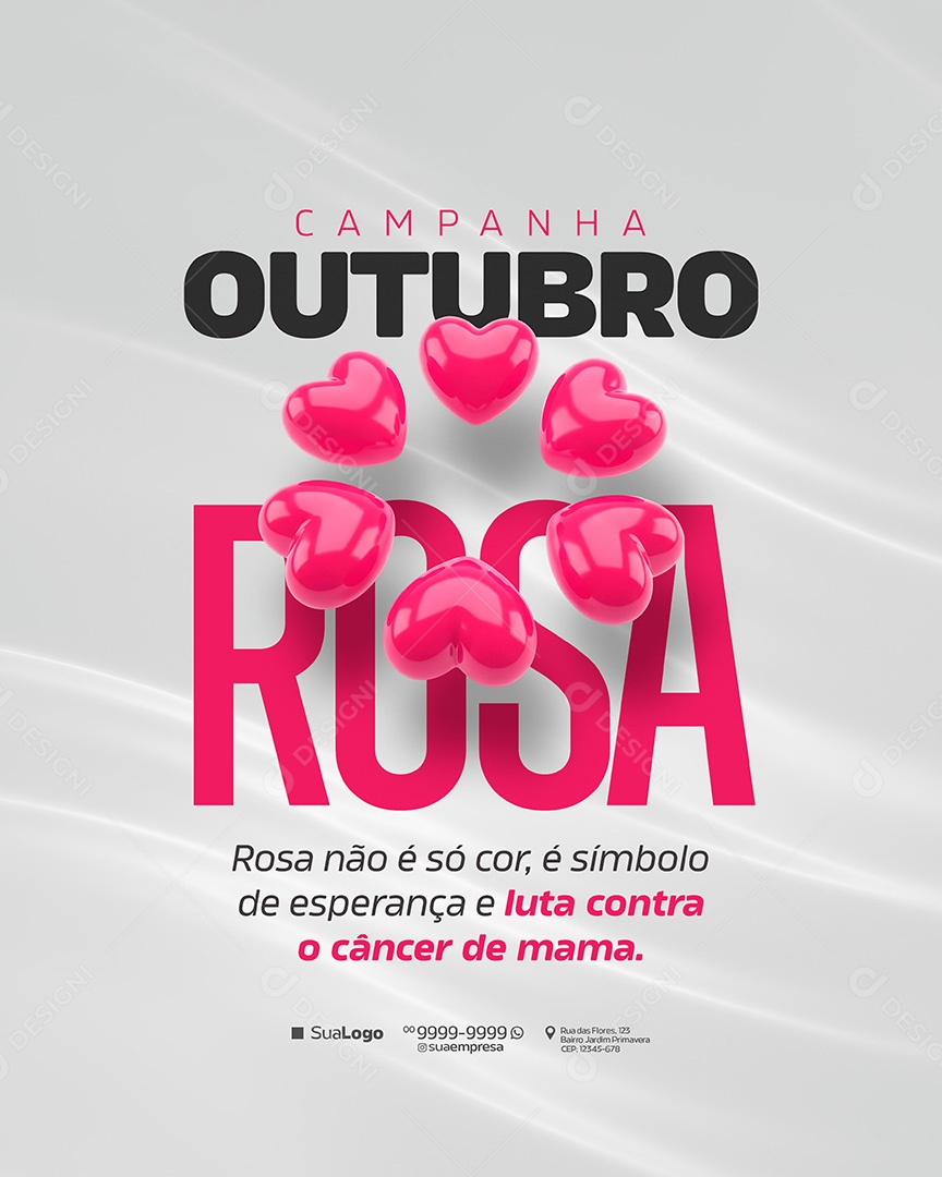 Campanha Outubro Rosa Cancer de Mama Rosa não e só Cor Social Media PSD Editavel