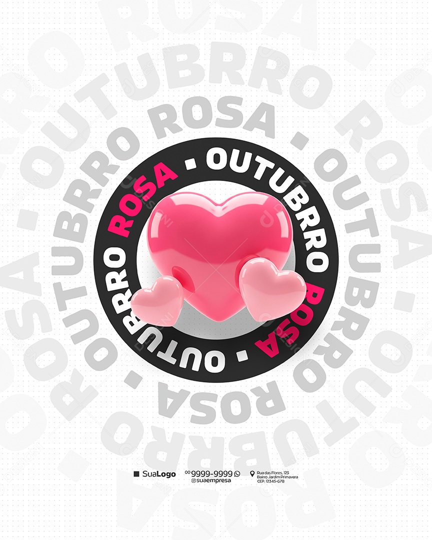 Campanha Outubro Rosa Cancer de Mama Social Media PSD Editavel