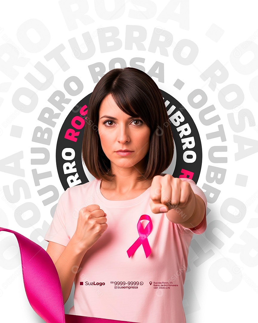 Outubro Rosa Campanha Cancer de Mama Social Media PSD Editavel