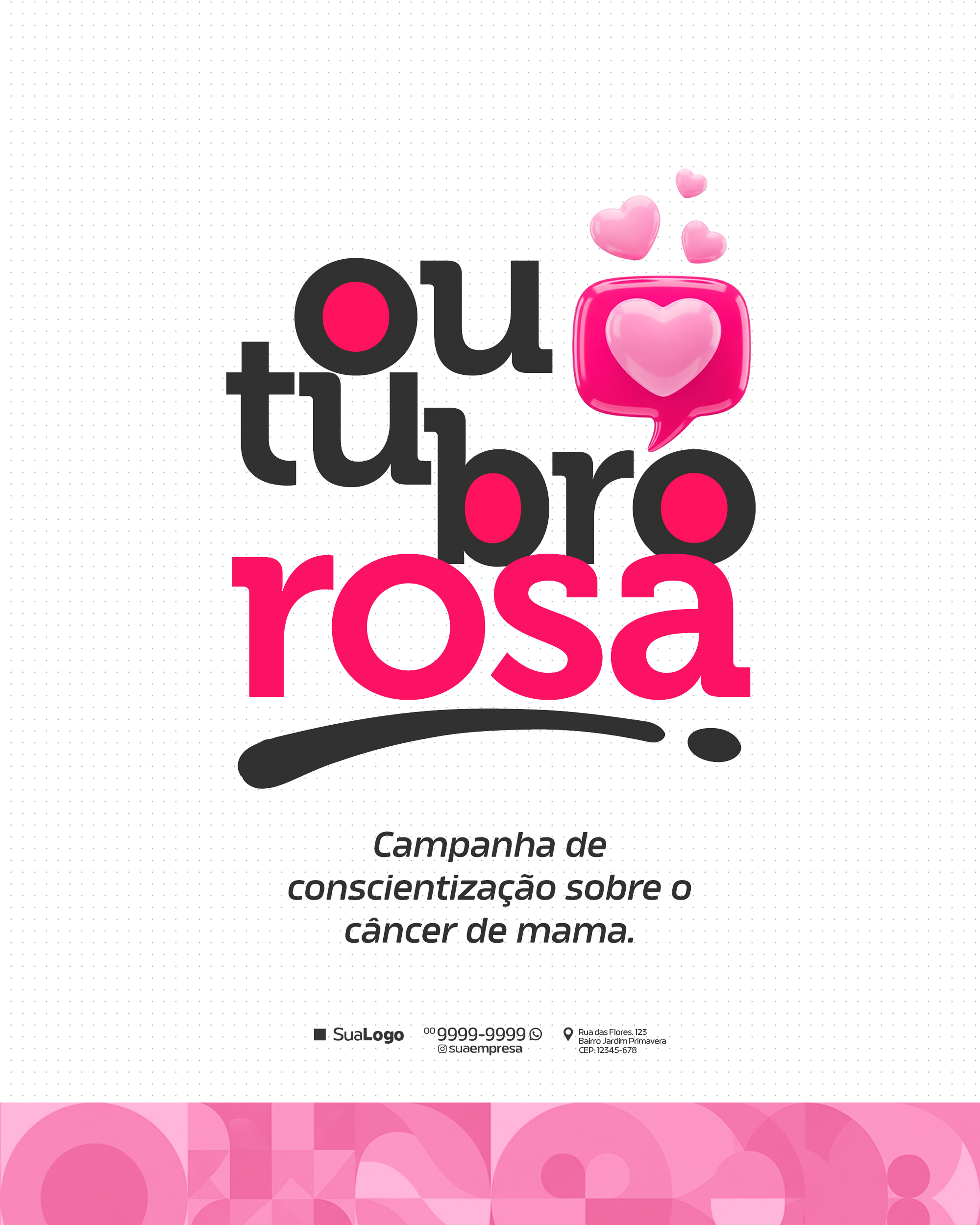 Outubro Rosa Cancer de Mama Campanha Social Media PSD Editavel
