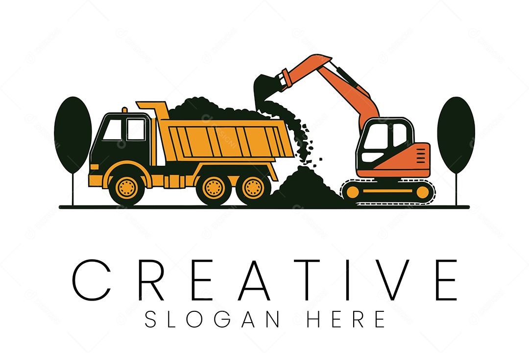 Logo de Escavadora Ilustração Vetor EPS + AI Editável