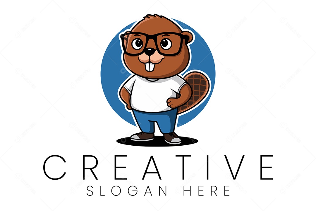 Logo de Animal Castor Ilustração Vetor EPS + AI Editável