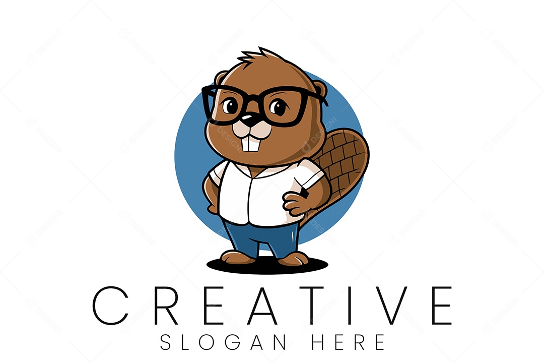 Logo de Animal Castor Ilustração Vetor EPS + AI Editável