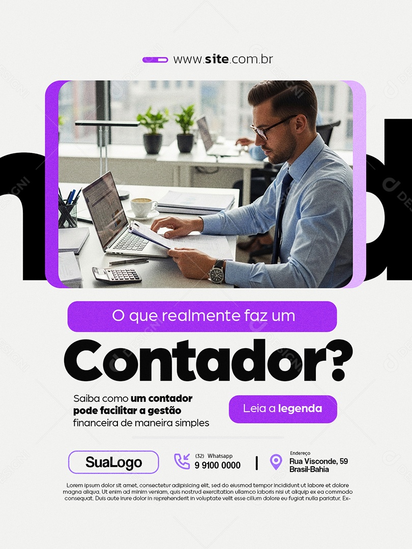 Contabilidade O Que Realmente Faz um Contador Social Media PSD Editável